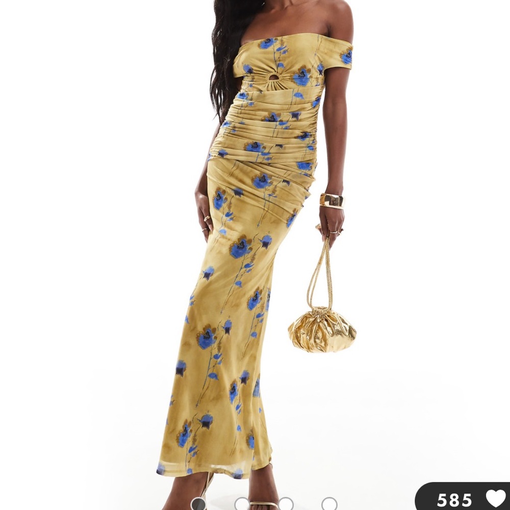 NWT ASOS DESIGN bardot mesh drape midi dress